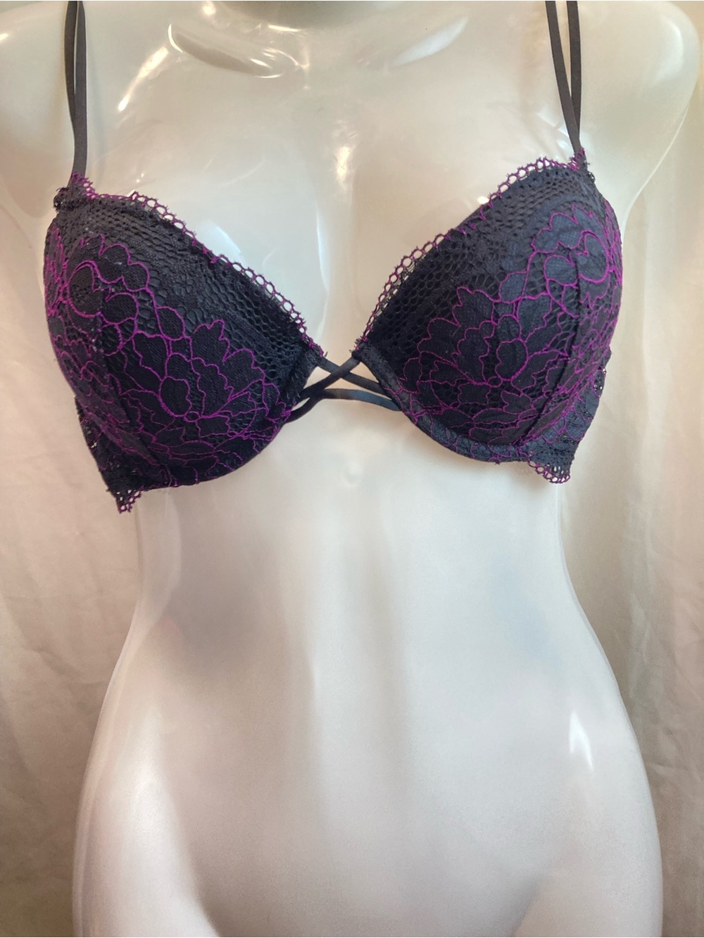 La Senza Obsession Black Purple Lace Bra 32D